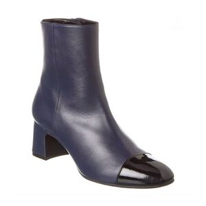 New Stuart Weitzman Milla 60 Leather Bootie Blue Sz 7